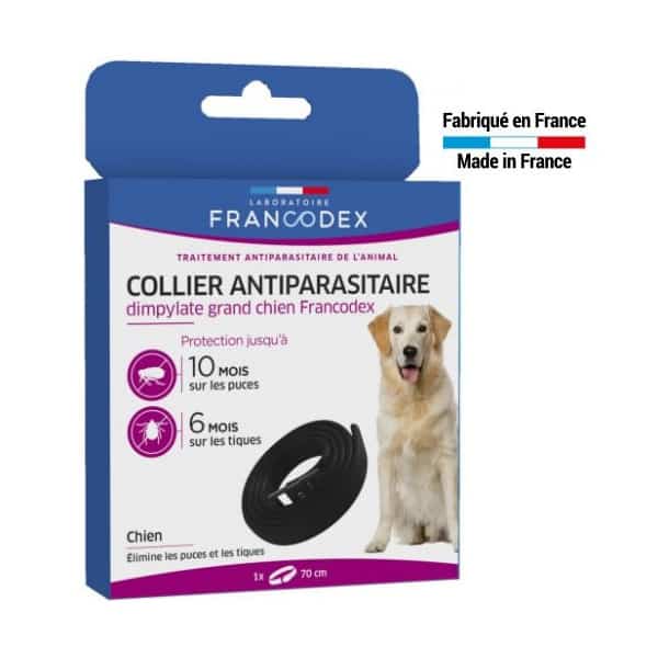 Collier anti parasites grand chien FRANCODEX noir