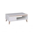 OWIE - Table basse scandinave 1 porte 120 cm - Blanc/bois