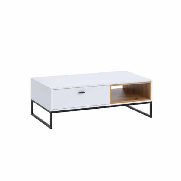 OLIE - Table basse 1 tiroir 120 cm - Blanc