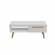 MAREK - Table basse scandinave 2 tiroirs 107 cm - Blanc/bois