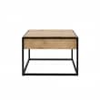 JILL - Table basse industrielle 60 cm avec tiroir - Noir/bois