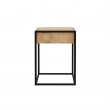 JILL - Table basse industrielle 40 cm avec tiroir - Noir/bois