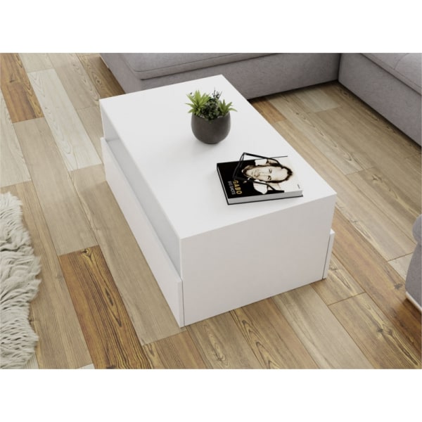 DREK - Table basse 2 tiroirs 90 cm - Blanc