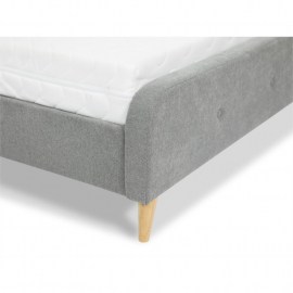 SORAYA - Cadre de lit avec tête de lit et sommier à lattes en tissu - Gris clair