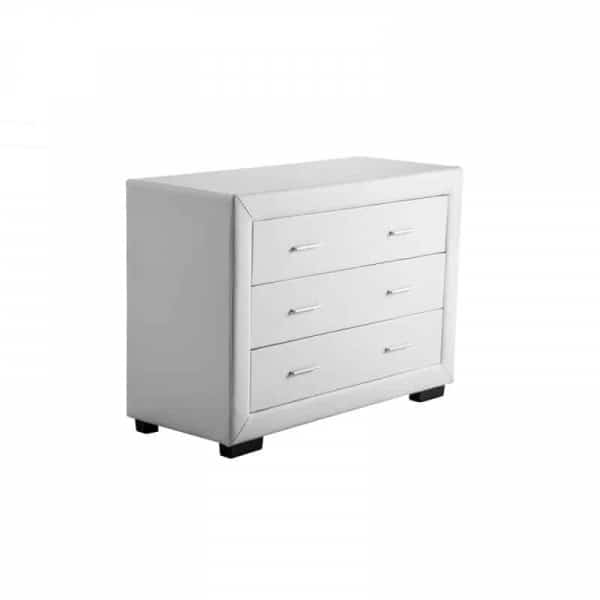 WSS917 - Commode de chambre 3 tiroirs en simili - Blanc