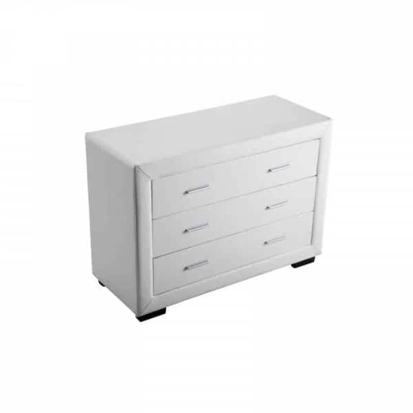 WSS917 - Commode de chambre 3 tiroirs en simili - Blanc