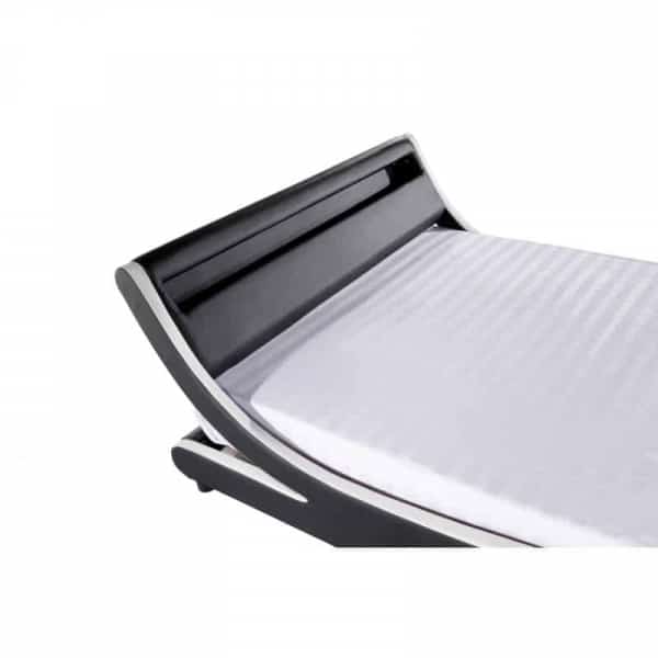WSB8911 - Cadre de lit LED avec tête de lit et sommier à lattes en simili - Blanc/noir