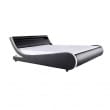 WSB8911 - Cadre de lit LED avec tête de lit et sommier à lattes en simili - Blanc/noir