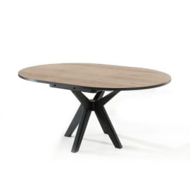 Table ronde avec allonge Claire - pied massif central croisé