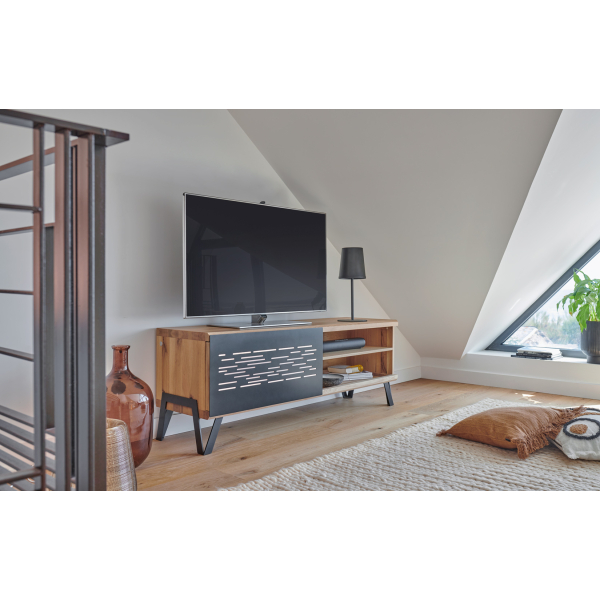 Meuble TV 120cm Avec 3 Tiroirs Chêne Clair