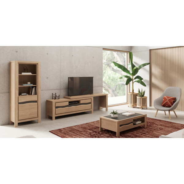 Meuble TV 1 porte 1 tiroir 1 niche Natura - 143 cm