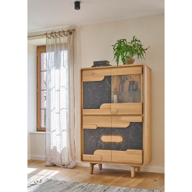 Vitrine 3 portes bois 1 porte vitrée ABSOLU