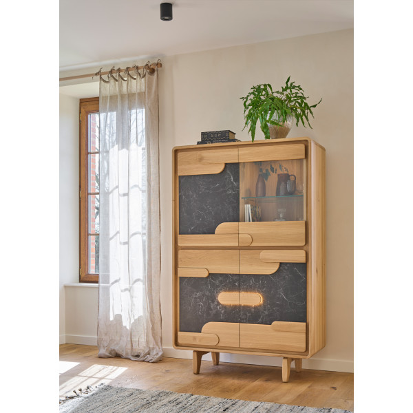 Vitrine 3 portes bois 1 porte vitrée ABSOLU