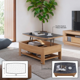 TABLE BASSE CORTO PLATEAU RELEVABLE