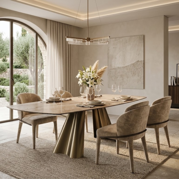 TABLE ATLAS PIED BRONZE