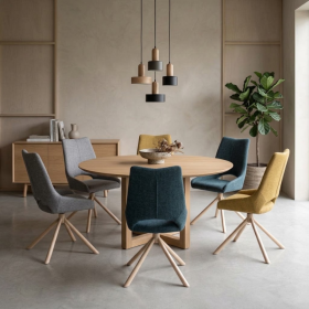 Chaise GASTON pied métal effet bois